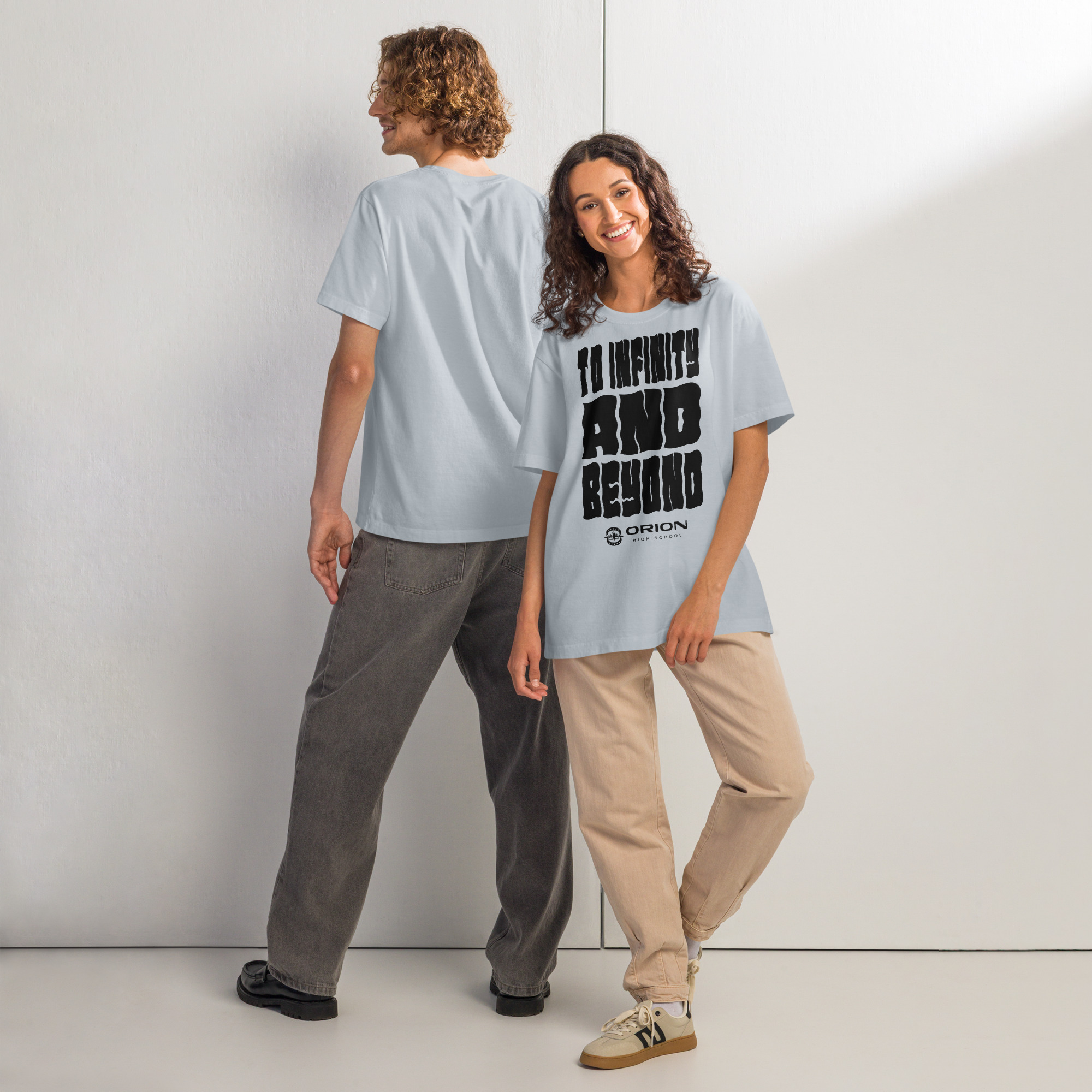 Unisex Oversized Garment-Dyed T-Shirt | Bella + Canvas 4810 – Orion High School “To Infinity and Beyond” Large Graphic - Image 4