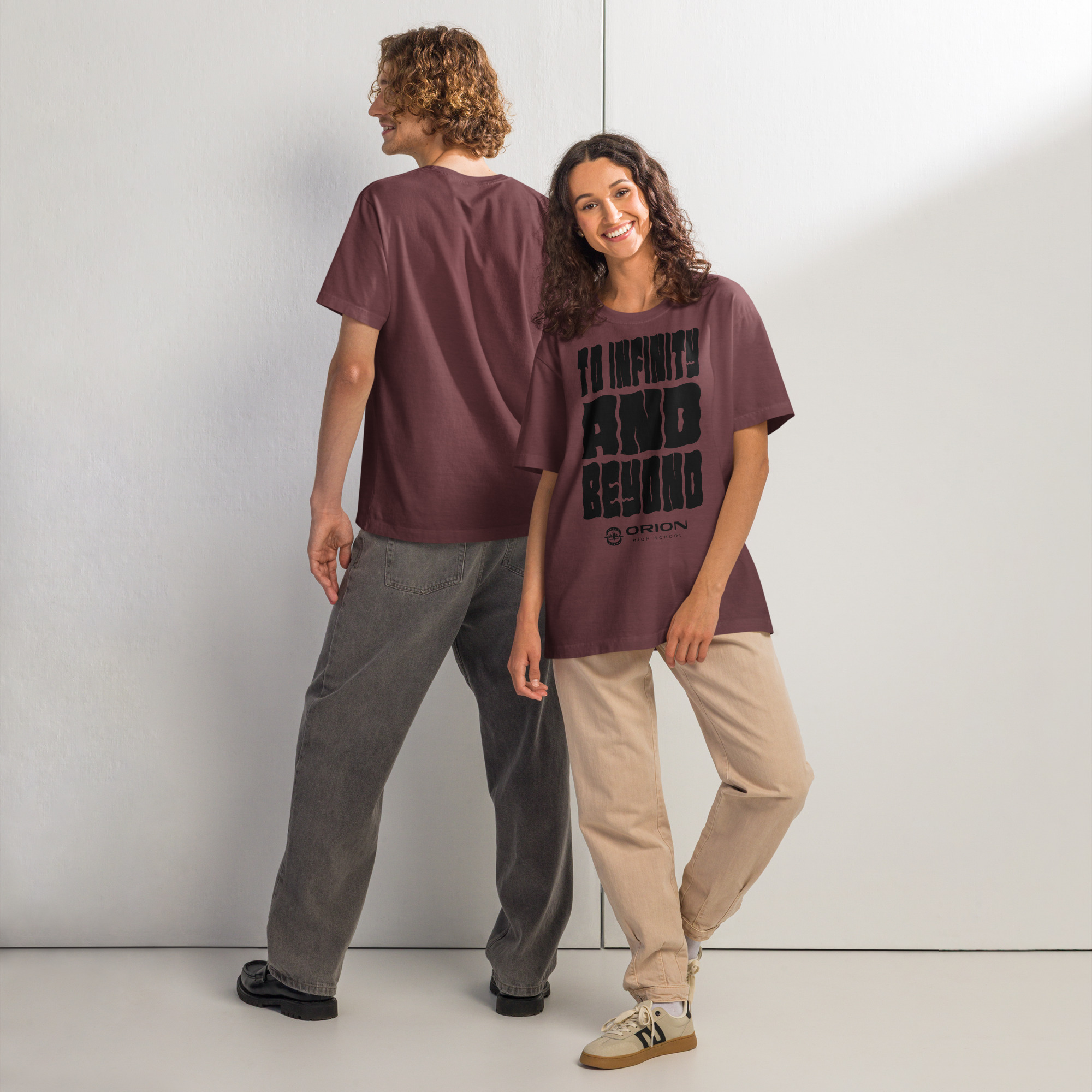 Unisex Oversized Garment-Dyed T-Shirt | Bella + Canvas 4810 – Orion High School “To Infinity and Beyond” Large Graphic - Image 2